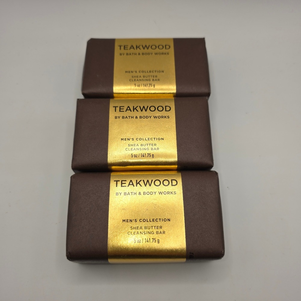 Bath‎ & Body Works Teakwood Men's Collection Shea Butter Bar Soap 3 Pack